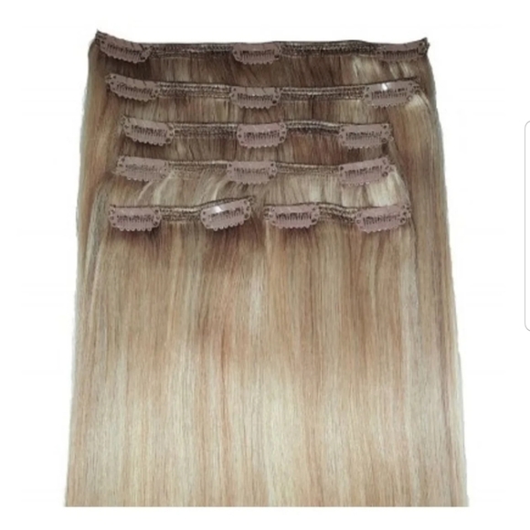 Ash Blonde Clip in human hair extensions, new 14" - Picture 3 of 3